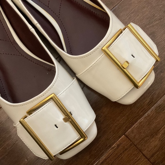 Franco Sarto cream slides slip on flats Tahlia shoes, size 7, square toe - Picture 2 of 10